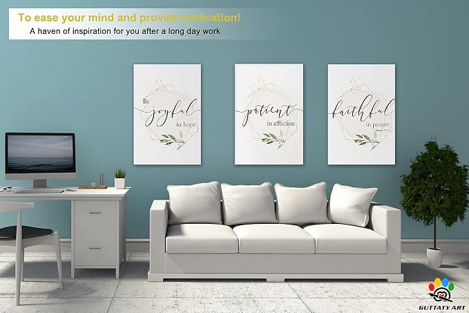 Office Wall Art - 3 Panel Motivational Canvas, Inspirational Quotes for Home Decor, Positive Entrepreneur Words Poster Frame for Company, 16"x24"x3Pcs