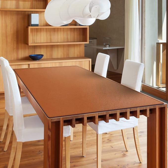ZORESYN Conference Table Pads (70.9" x 31.5") - PU Leather Extended Large Mouse pad Office Desk Mat - Nonslip Base and Waterproof Desktop Writing Pad Mouse Mat (Light Brown)