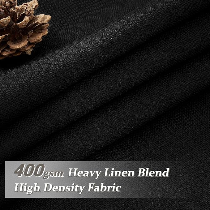 Memory Trained Pinch Pleated Black Out Curtains & Drapes 96 Inches Long 2 Panels for Living Room, Luxury Room Darkening 2 Layer Heavy Linen 40x96 Inch Curtain Sound Dampening for Bedroom Windows Decor