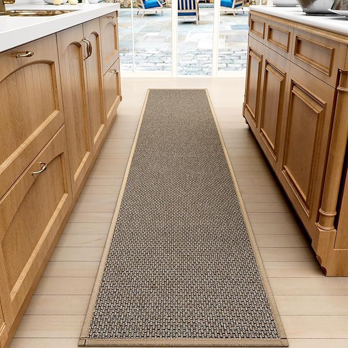 SUMLANS Kitchen Mat 1 PCS, Cushioned Non Slip Rugs for Kitchen Floor, Absorbent Runner Comfort Standing Mats Washable for Kitchen, Office, Home (Brown, 17.3"x95")