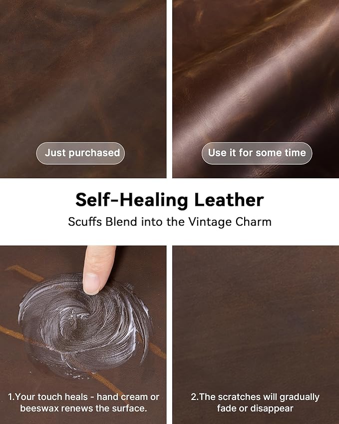 YSAGi Leather Desk Mat, 31.5"x15.8"Real Leather Desk Pad,2mm Thick Desk Blotter with Stiched line,Oil-Wax Feel Mouse pad and Self-Healing Laptop Pad for Home & Office(Classic Dark Brown)