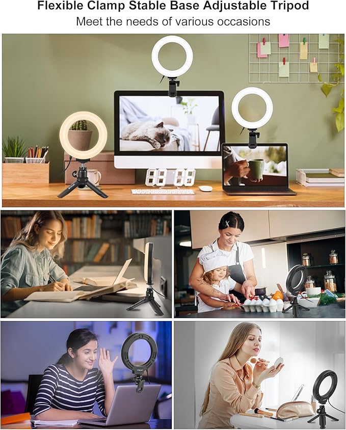 PULUZ Video Conference Lighting Kit, Ring Light for Monitor Clip On Lights, Remote Working, Distance Learning,Zoom Call, Self Broadcasting and Live Streaming, Computer Laptop Video Conferencing