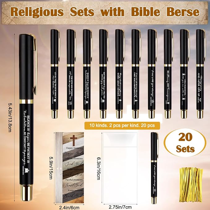 Spakon Christian Gifts for Men Religious Baptism Church Inspirational Bible Verse Engraved Compass Bamboo Pen Bookmark Christian Gifts for Pastor Father Sunday School Father's Day