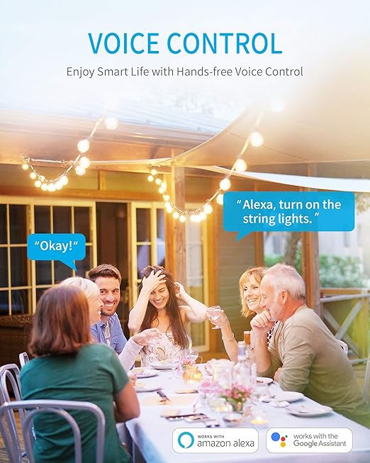 Outdoor WiFi Outlet, Outdoor Plug with 3 Ground Outlets, Compatible with Amazon Alexa, Google Assistant, Remote Control Outdoor Light Timer Outlet Waterproof, FCC Certified