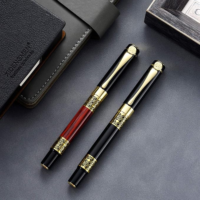 Free Engraving pen Personalized custom pens Roller Ballpen, Ballpoint pen, Ball pen, Medium Refill Pen Black Ink, Custom Gifts for Men, Women, Classy Gift Box (Red Style 4), 3 Count (Pack of 1)