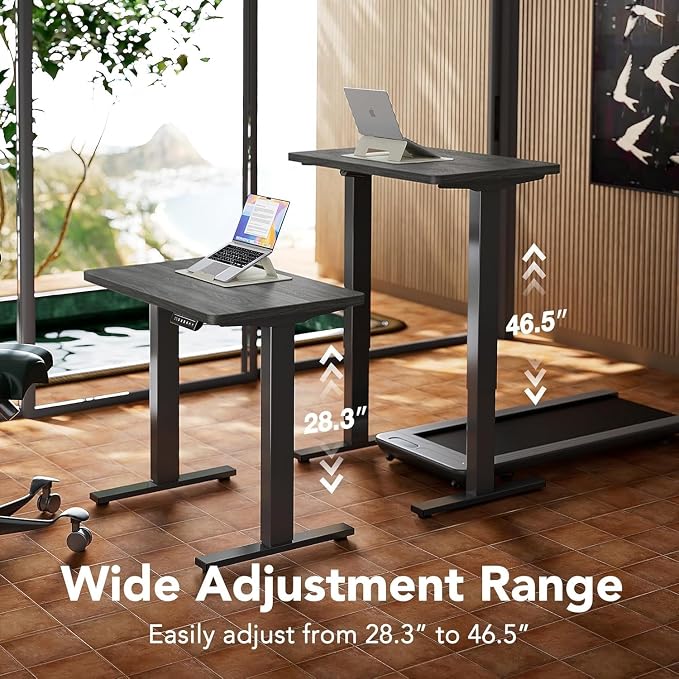 HUANUO Electric Standing Desk, 71" x 30" Height Adjustable Desk, 4 Memory Height Settings, Sit to Stand Up Desk for Home Office, with Headphone Hook, Cable Manager, Walnut