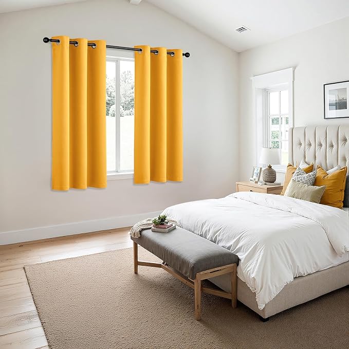 MIULEE Blackout Curtains for Bedroom Living Room 2 Panels, Thermal Insulated Room Darkening Drapes Grommet Noise Reducing Light Blocking Window Treatments 45 Inches Long 40x45 Inch Yellow