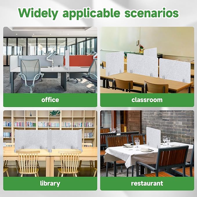 Desk Privacy Panel Acoustic Divider Panel Portable Desk Partition Desk Divider Noise Visual Isolate Table Divider for Student Study Office Library (Gray-1, 15.75" x 23.6")