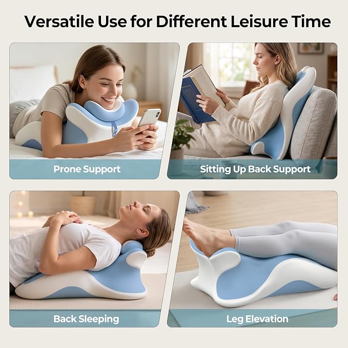 HAMYODO 27° Angled Wedge Pillow, Support for Neck Back Waist | Multi-Position Headboard, Bed Rest Pillows for Prone Sleeping ,Backrest Chaise Lounges Stomach Support in Bed, Couch or Floor