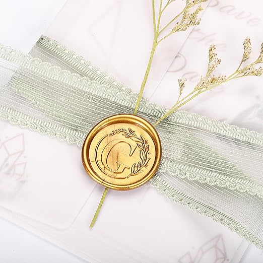 Yoption Vintage Letter G with Wreath Wax Seal Stamp Kit with 120 Antique Gold Wax Seal Beads