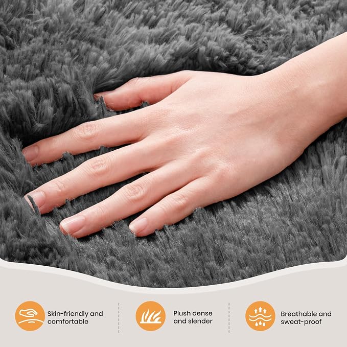 Zentavio Area Rugs for Living Room 5x8 Large Rugs for Bedroom Carpet Fluffy Fuzzy Soft Shag Aesthetic Plush High Pile Gray Throw Rug for Nursery Kids Room Dorm Marble Grey