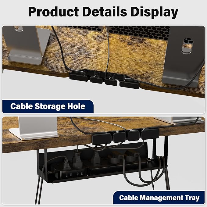 Electric Standing Desk, 63 x 30 Inch, Rustic Brown | Extra Large Desktop, Adjustable Height, Sit to Stand, Home Office Workstation, Supports Dual & Triple Monitor