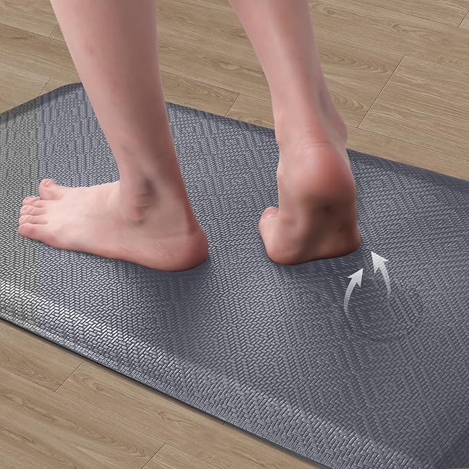 Mattitude Kitchen Mat Cushioned Anti-Fatigue Floor Mat Water Resistant Non-Slip Mats and Rugs Standing and Comfort Desk Mats for House Sink Office Laundry (Grey, 17.3"x28")