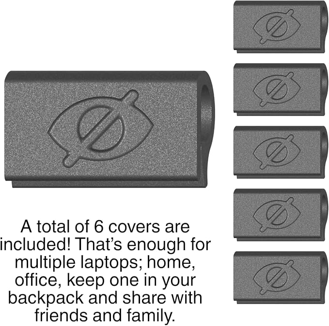 Webcam Cover Slide for Laptop, Made in the USA, Thin, Flexible, Push-On Camera Cover for MacBook, PC & Chromebook, No Adhesive, No Residue, 6 Pack