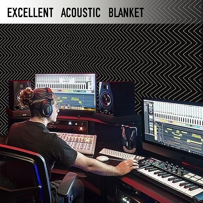 Large Sound Dampening Blanket,96" x 80" Sound Absorbing Studio Blanket,Noise Cancelling Studio Acoustic Blanket Curtain/Light Blocker/Moving Blanket