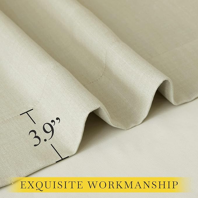 NICETOWN Room Darkening Curtains for Living Room 90 inches Long, Pinch Pleated Curtains Faux Linen Blend Light Blocking Noise Canceling Window Treatments for Bedroom, Linen Beige, W52 x L90, 2 Panels