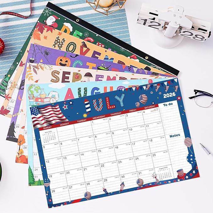 2026-2027 Desk Calendar - July 2026 - December 2027, 2026-2027 Calendar, 17" x 12", 18 Months Calendar, Seasonal Desktop Calendar, Notes Section