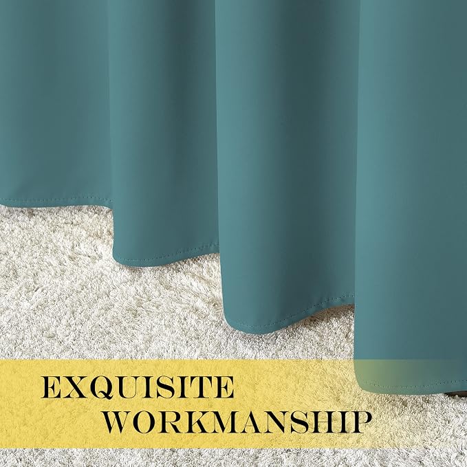 NICETOWN Blackout Curtains 72 inches Long, Grommet Privacy Window Treatment Thermal Insulated Room Darkening Sliding Glass Door Drape for Bedroom Living Room, 1 Panel, W100 x L72, Sea Teal