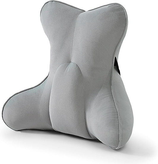 Lumbar Back Pillow (Pat. Pend), Supportive Back Cushion for Bed, Couch & Recliner, Ergonomic Lumbar Pillow with Customizable Firmness for Lower Back Pain Relief, Zinc Gray