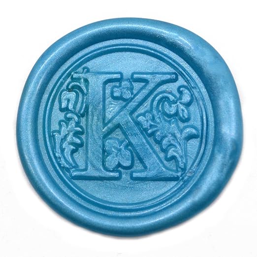 Medieval Initial Alphabet Wax Sealing Stamps, Brass Head Wooden Handle, for Thanksgiving Card/Envelope/Gift Wrap/Wedding Engagement Party Invitation - Letter K