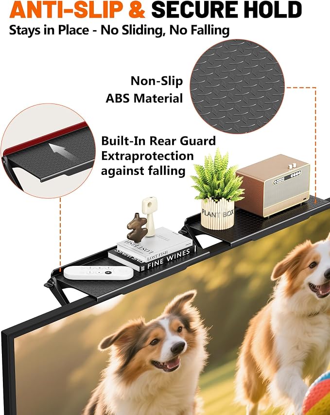 No Drilling Soundbar Mount, TV Top Shelf Fits Most Soundbars up to 12 lbs, Universal Monitor Shelf-Sound Bar Mounts, Sound Bar Shelfs Above TV for Flat Screen TVs,No TVs Disassembly, 23.6x4.4inch