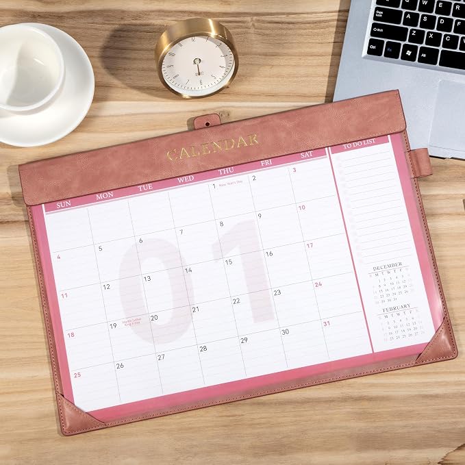 Yoment Desk Calendar Refill 2026-2027, Jan 2026-June 2027, Large 10"x16" Monthly Planner with to-do Lists 18 Months Calendar for Office School Home, Pink