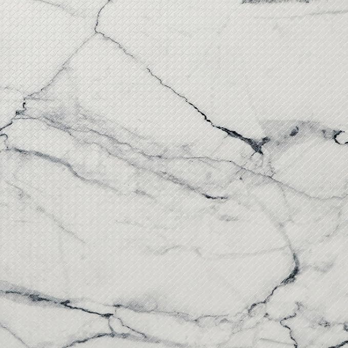 Home Dynamix Cozy Living Modern Marble Runner Anti-Fatigue Kitchen Mat, Non-Slip Floor Mat, Padded Standing Desk Mat, Grey/White, 17.5"x55"