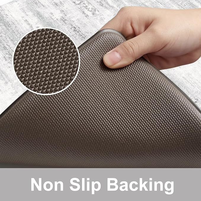 KIMODE Anti Fatigue Kitchen Mats for Floor, Farmhouse Kitchen Rugs Sets of 2, Cushioned Kitchen Floor Mats, Comfort Standing Mat for Sink Laundry Office Desk 20"x47"+20"x32" Grey