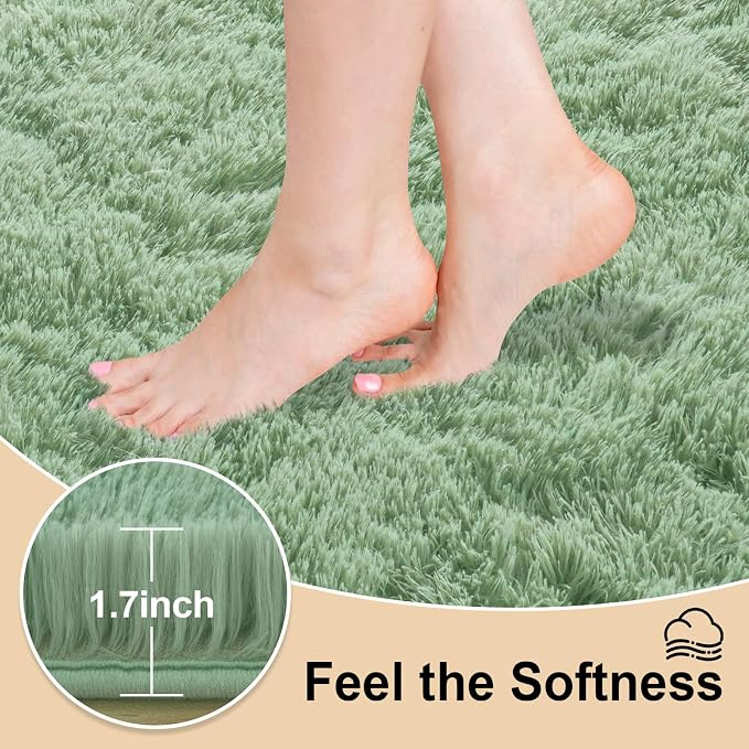Mugorn Small Soft Shag Rugs for Bedroom, 4x6 Fluffy Area Rugs for Living Room