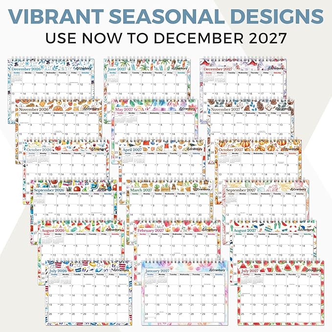 CRANBURY Small Desk Calendar 2026-2027 Standing Flip, 8" x 6", July 2026 to Dec 2027, Desktop Calendar with Stickers, Academic Year, Personal Desk Planner for School & Office