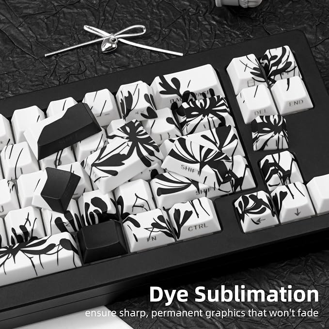 PBT Keycaps 137 Keys - White Japanese Anime Keycaps Cherry Profile Dye - Sublimation Keycap Shine Through Side-Engraved Custom Key Cap Set for Cherry Gateron MX Switches Mechanical Keyboard.