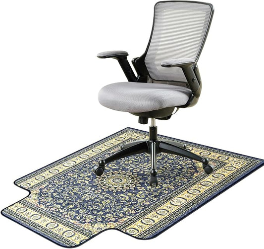 36" X 48" Office Chair Mat for Hardwood and Tile Floors, Under Desk Chair Mat for Carpet Protector Rolling Computer Chairs, Machine Washable Non-Slip Area Rug, Dark Blue