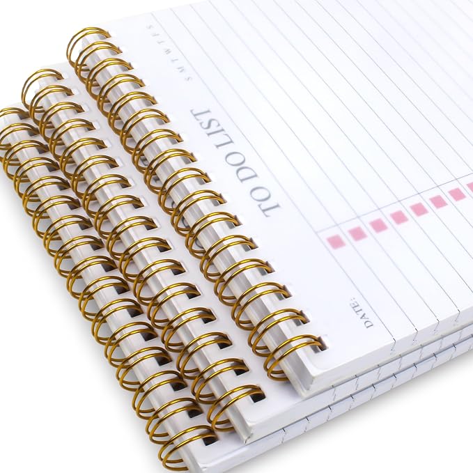To Do List Notepad, Undated Daily Planner Notepad with To Do List Notebook Checklist Planner Spiral Waterproof Cover Notepad for Office Supplies, School Planner, Pink, 52 Sheets, 5.5"*8.3" A5 Size