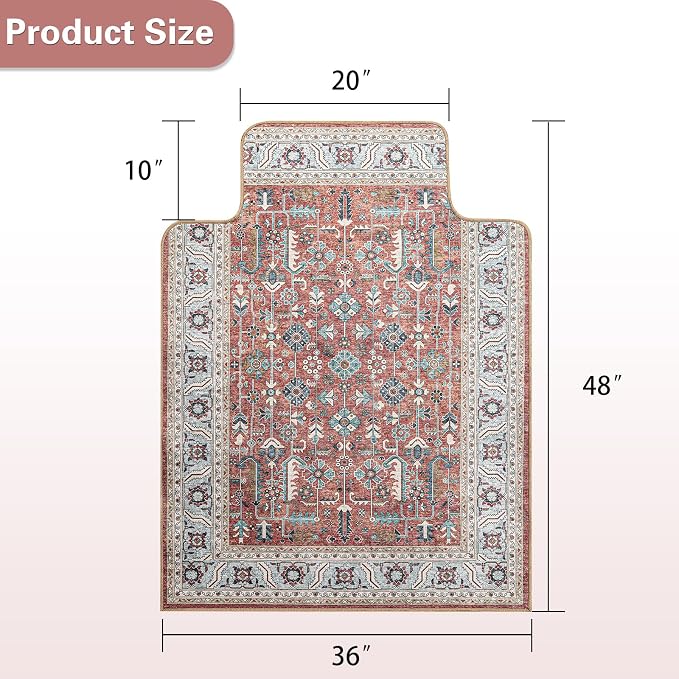 36" X 48" Office Chair Mat for Hardwood and Tile Floors, Under Desk Chair Mat for Carpet Protector Rolling Computer Chairs, Machine Washable Non-Slip Area Rug, Red Brown
