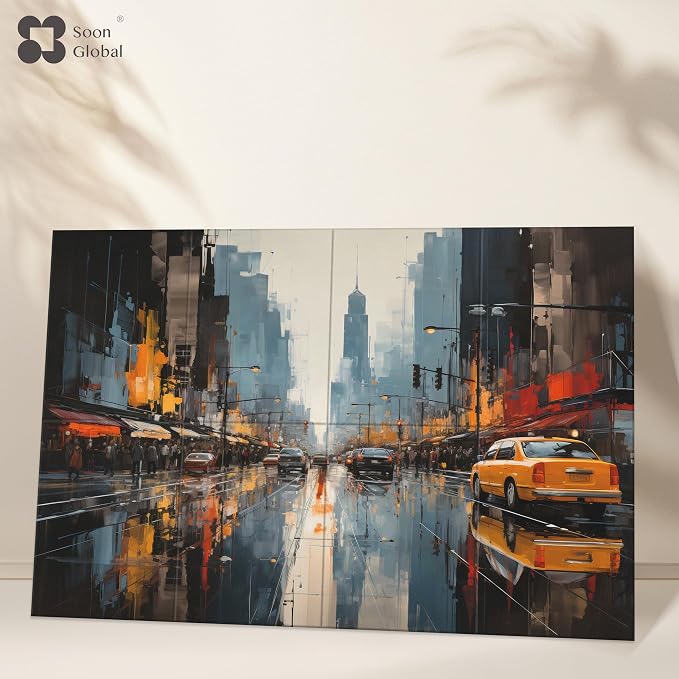 Soon Global 8-Pack Acoustic Panels, Soundproof Wall Panels, 48 X 32 Inches Sound Absorbing Panels, Decorative Acoustical Wall Panels, Acoustic Treatment for Recording Studio, Urban Pulse