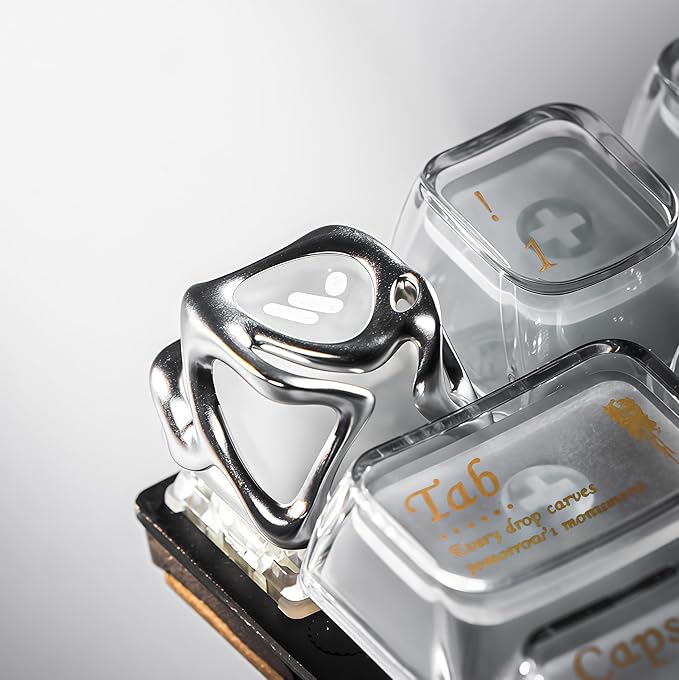 dagaladoo Clear keycaps,Translucent Keyboard keycap,Jelly Key Cap Set,Shine Through keycap，1U Keyboard Cap for Mx Switches Mechanical Keyboard(Metal,Gold)