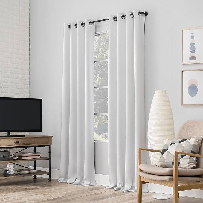 Sun Zero Nordic 2-pack Theater Grade Extreme 100% Blackout Grommet Curtain Panel Pair, 52" x 120", Pearl