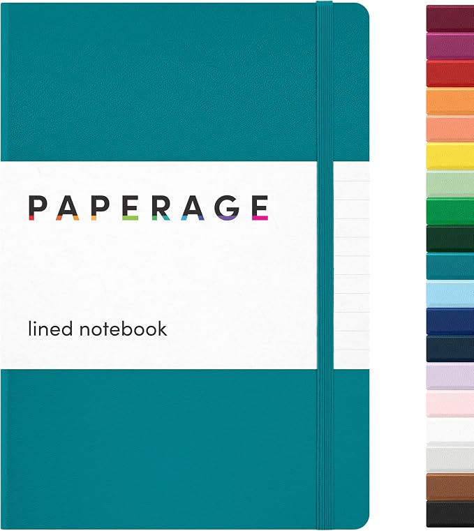 PAPERAGE Lined Journal Notebook, Hardcover Journal for Women & Men, 160 Pages, (5.6 in x 8 in), College Ruled Journaling Notebook for Work, School Supplies & Note Taking, (Turquoise)