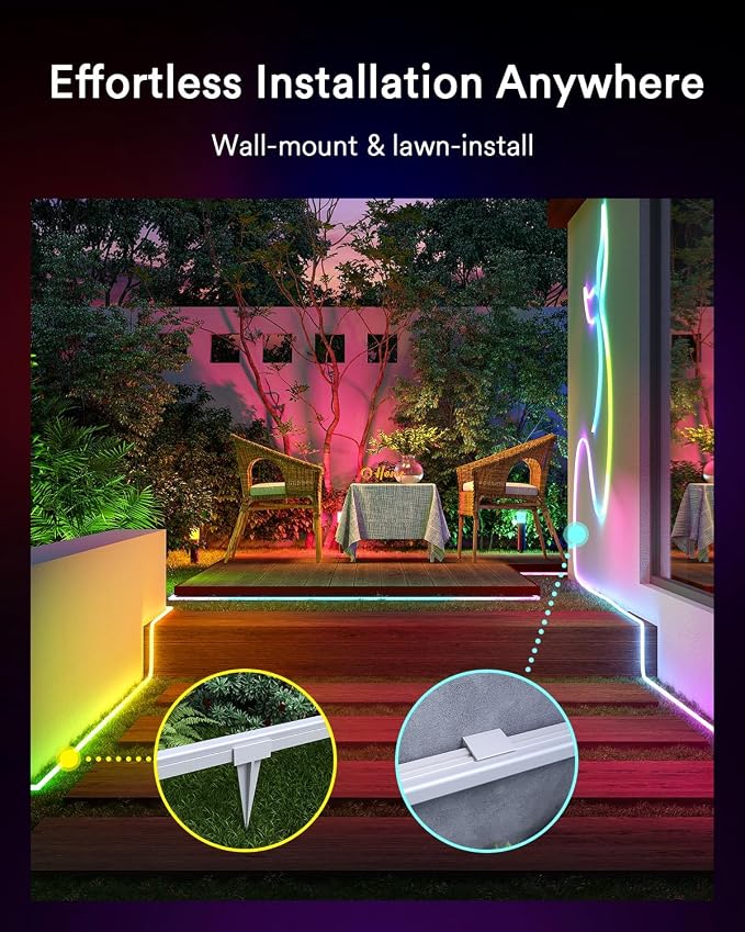 Lumary Smart Neon Rope Light for Outside, RGBAICW Flexible Color Changing Rope Light Waterproof IP65 for Pathway, DIY Scene Mode, RGB&Warm White&Cool White Work with Alexa Google Assistant, 16.4Ft