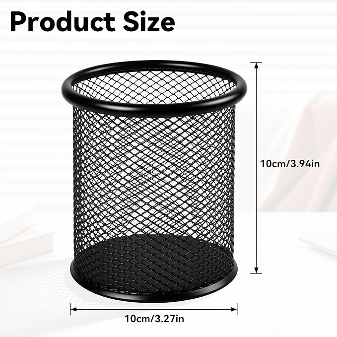 Black Pen Holder Cup for Desk ，Modern Wire Mesh Pencil Cup Holder, Durable Office Pen Organizer for Desk, Home & Office