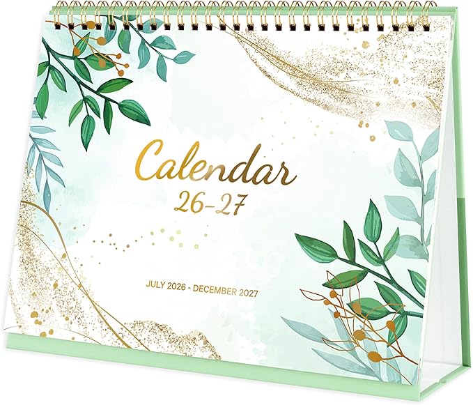 Desk Calendar 2026-2027, Jul. 2026 to Dec. 2027, Standing Flip Desktop Calendars 2026-2027, 10" x 8.3", Small Desk Calendar with Thick Paper, 2027 Calendars with Strong Twin-Wire