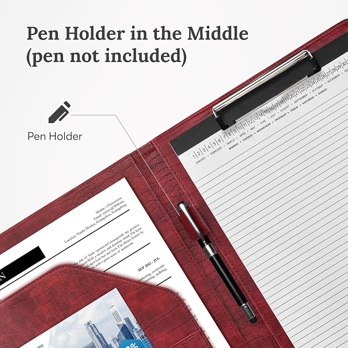 Clipboard Folder Padfolio, Mymazn Writing Portfolio Faux Leather Clipboards with Cover for Legal Pad Holder Letter Size A4 8.5 x 12 for Business Conference Notepad Clip Boards