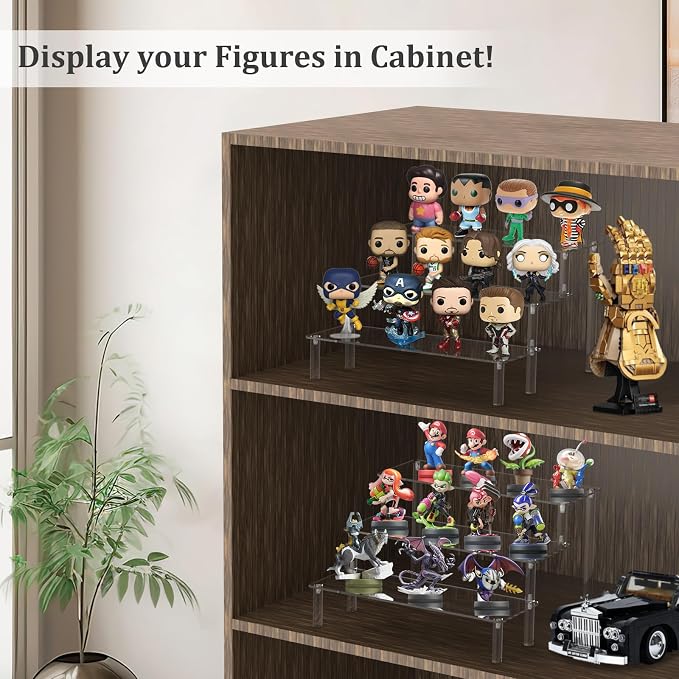 AZEAM Acrylic Display Riser, Clear Perfume Organizer, 3 Tier Cupcake Stand | Acrylic Shelves for Amiibo Funko POP Figures, Shelf Risers for Makeup and Cosmetic, Riser Stand for Vendor Collector, 1 Pack