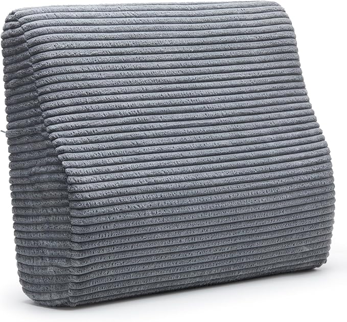 Lumbar Support Pillow for Recliner Chair/Accent Chair/Couch, Large Memory Foam Back Support Cushion for Elderly, Ergonomic Backrest Pillow for Back Rest, Pain Relief, Reading, Washable Cover, Gray