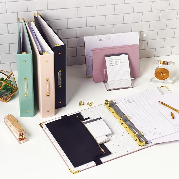 russell+hazel Acrylic & Gold Desk Clock, Clear | Keeps time with upscale style on a desk or shelf. A clear acrylic clock with an etched face & gold-toned brass accents.
