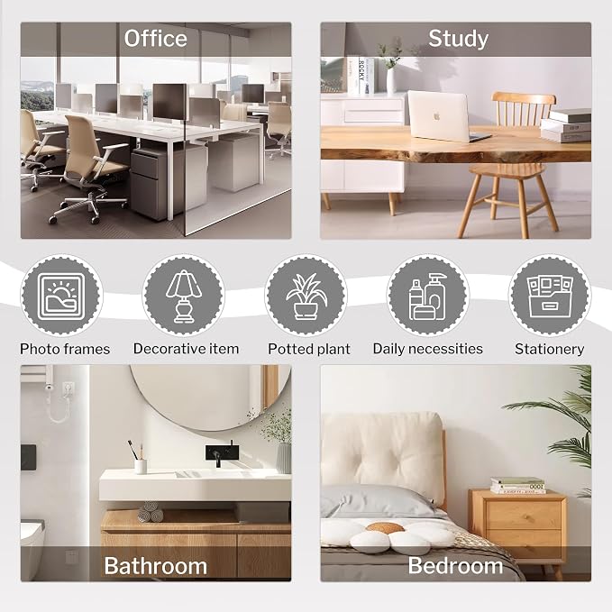 Jerry & Maggie Desktop Organizer Office Storage Rack Adjustable Wood Display Shelf, White, 5 Units, 16"L x 15.8"H x 6.8"W | Wooden Desk Organizer, Cute Dorm & Cubicle Decor. Stores Makeup & Mini Plants, Space-Saving Storage for Small College Rooms