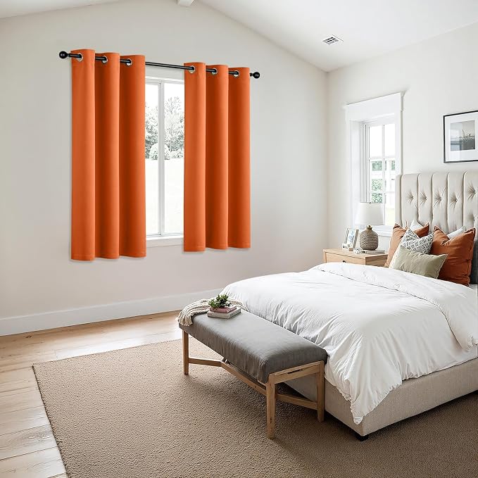 MIULEE Blackout Curtains for Bedroom Living Room 2 Panels, Thermal Insulated Room Darkening Drapes Grommet Noise Reducing Light Blocking Window Treatments 63 Inches Long 40x63 Inch Orange