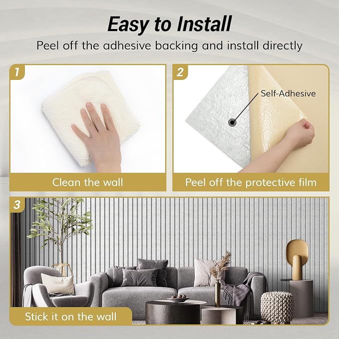 TONOR Dual-Layer Thickened Acoustic Wall Panels Self Adhesive, 12 Pack 47.2"x23.6"x0.72" High Density Large Sound Proof Panels for Walls, Peel and Stick Wall Panels for Interior Wall Décor, Grau