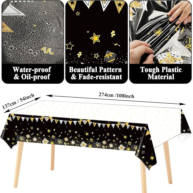 40th Birthday Party Supplies Serves 24 Black and Gold 40 Years Old Birthday Party Decorations Paper Plates Napkins Cheers to 40 Years Tablecloth Set Vintage 1986 Tableware Kit Favors for Men or Women