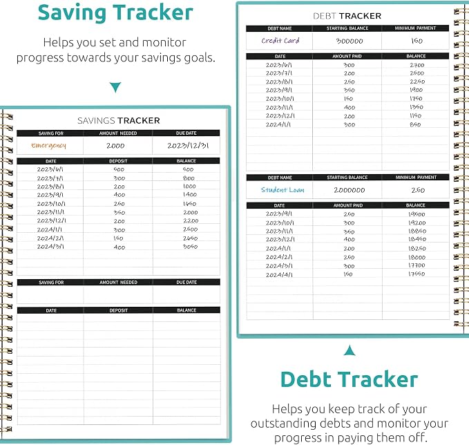 Budget Planner - Monthly Budget Book with Expense Tracker Notebook, Undated Bill Organizer & Finance Planner to Take Control of Your Money, Account Book to Manage Your Finances-Blue